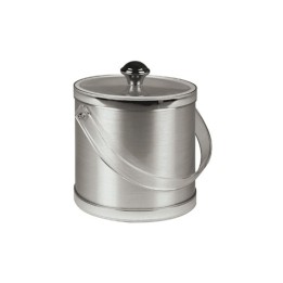 Secchiello termico per barman in acciaio inox con coperchio e pinza per conservazione ghiaccio