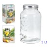 BARATTOLO DISPENSER IN VETRO CON RUBINETTO DA 5,5 Lt