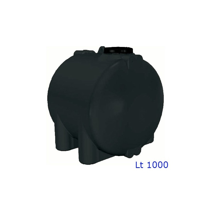 SERBATOIO ORIZZONTALE CON Lt 1000 NERO C/RACCORDI IN OTTONE