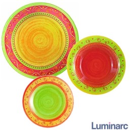 SERVIZIO PIATTI DA TAVOLA IN ARCOPAL Pz 18 PUEBLO CORAIL LUMINARC