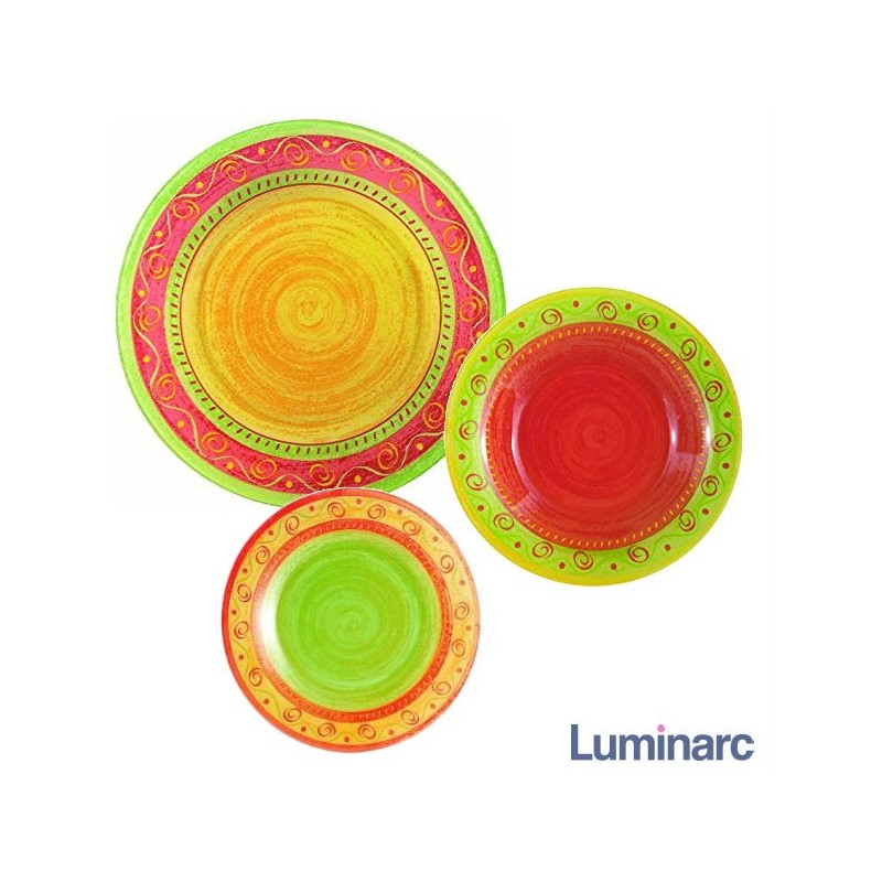 SERVIZIO PIATTI DA TAVOLA IN ARCOPAL Pz 18 PUEBLO CORAIL LUMINARC