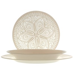 SERVIZIO PIATTI DA TAVOLA IN VETRO Pz 18 BOHO CHIC BEIGE PASABAHCE