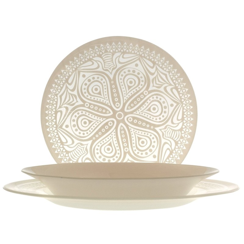 SERVIZIO PIATTI DA TAVOLA IN VETRO Pz 18 BOHO CHIC BEIGE PASABAHCE