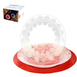 SERVIZIO PIATTI DA TAVOLA IN VETRO Pz 18 MACRAME ROSSO PASABAHCE