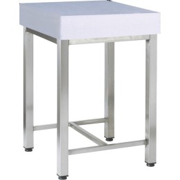 SGABELLO ACCIAIO INOX GAMBA QUADRA CON PIEDI CM 60x40x75h
