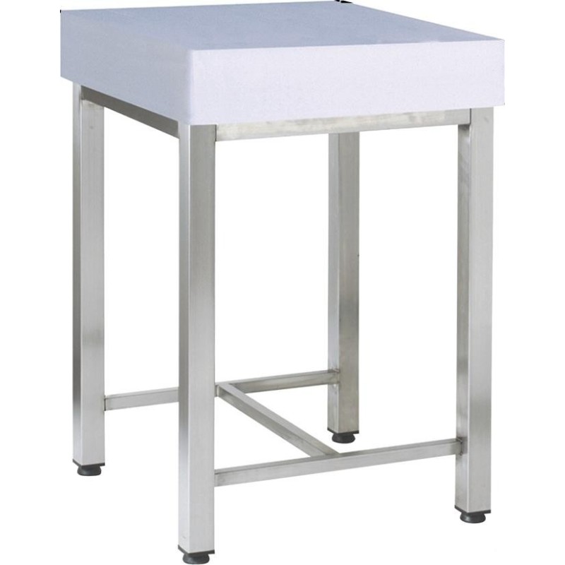 SGABELLO ACCIAIO INOX GAMBA QUADRA CON PIEDI CM 60x40x75h