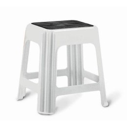 SGABELLO PLASTICA NOVANTA CON TAPPETO GOMMA BIANCO/NERO