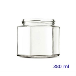 BARATTOLO VETRO ESAGONALE CC 380 Ø 82