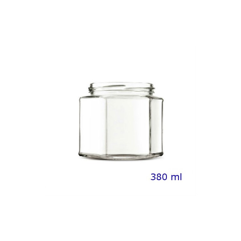 BARATTOLO VETRO ESAGONALE CC 380 Ø 82
