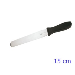 Spatola da cuoco professionale con lama in acciaio inox da 15 cm e manico nero in polietilene ergonomico