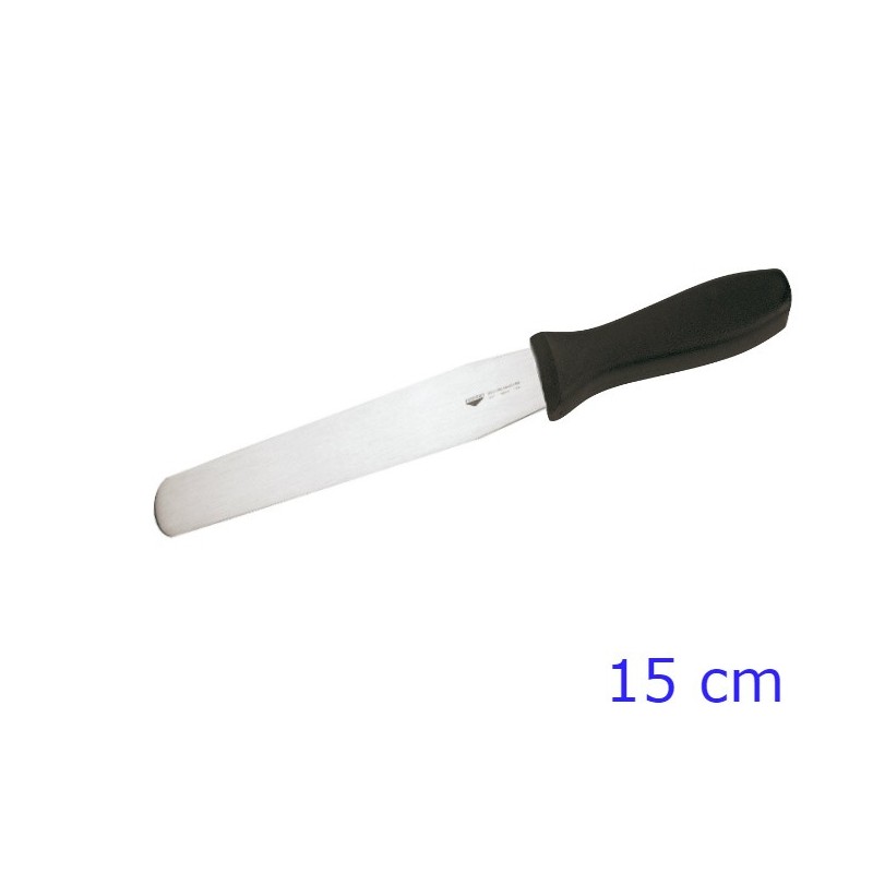 Spatola da cuoco professionale con lama in acciaio inox da 15 cm e manico nero in polietilene ergonomico