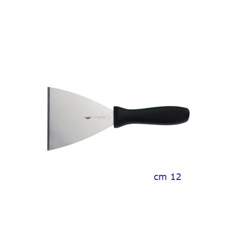 Spatola triangolare in acciaio inox Paderno da 12 cm con manico nero antiscivolo