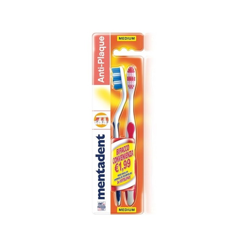 SPAZZOLINO MENTADENT ANTI-PLAQUE Pz 2