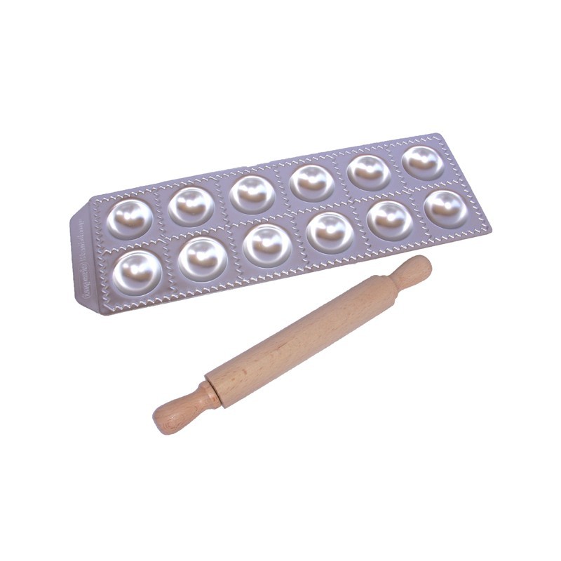 STAMPO RAVIOLI RAVIOLATORE QUADRATO AGNOLOTTI 12 CON MATTARELLO