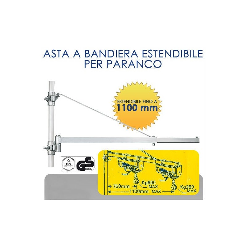 SUPPORTO BRACCIO ASTA A BANDIERA GIREVOLE PER PARANCO 110CM 250KG