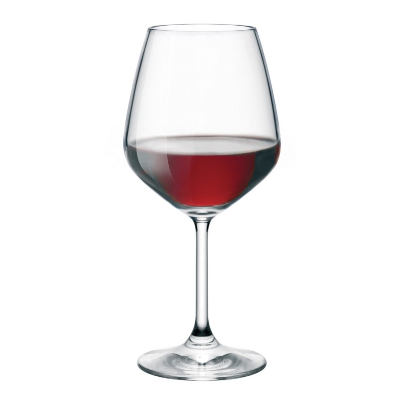 Calici da degustazione vino rosso in vetro brillante con stelo elegante