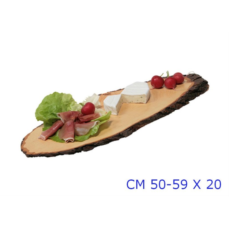 Tagliere extra-large in legno di ontano con corteccia naturale, misura 50-59 cm