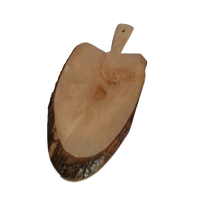TAGLIERE IN LEGNO OVALE CORTECCIA CON MANICO CM 37x14