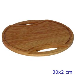 TAGLIERE IN LEGNO TONDO ROVERE CM 30 CON MANICI
