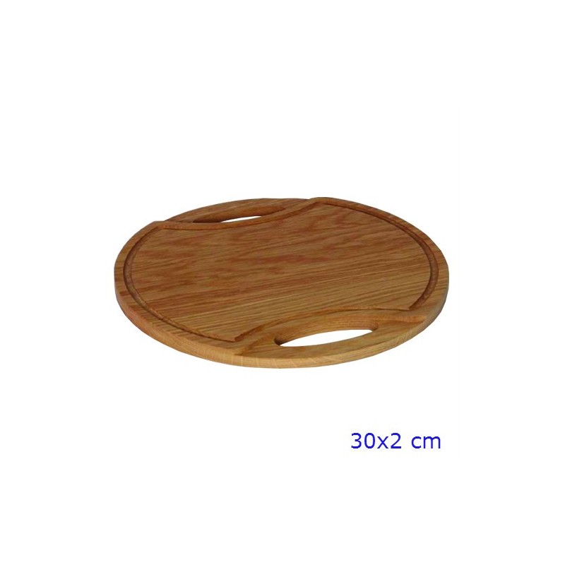 TAGLIERE IN LEGNO TONDO ROVERE CM 30 CON MANICI