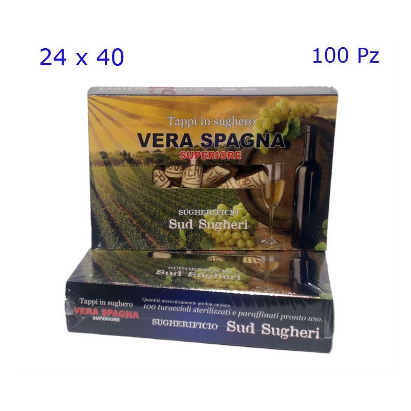 TAPPI SUGHERO VERA SPAGNA SUPERIORE 24x40 Pz 100