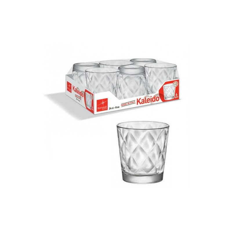 Confezione da 6 bicchieri vetro Kaleido da 24 cl trasparenti - Bormioli Rocco