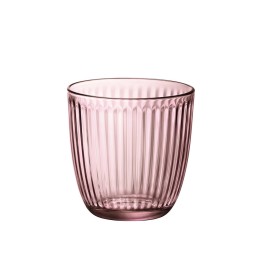 Set 6 bicchieri in vetro rosa modello Line rigato da 29 cl