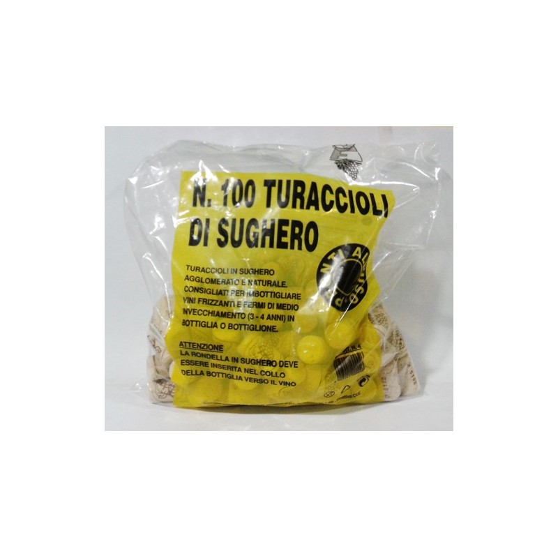 100 Tappi in sughero naturale agglomerato per vino mis 24x38 - RagStore