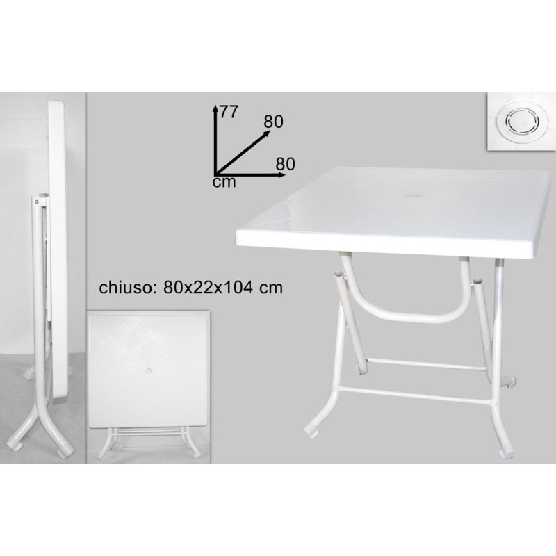 TAVOLO ALLUMINIO PIEGHEVOLE DEMRE CM 80x80 BIANCO