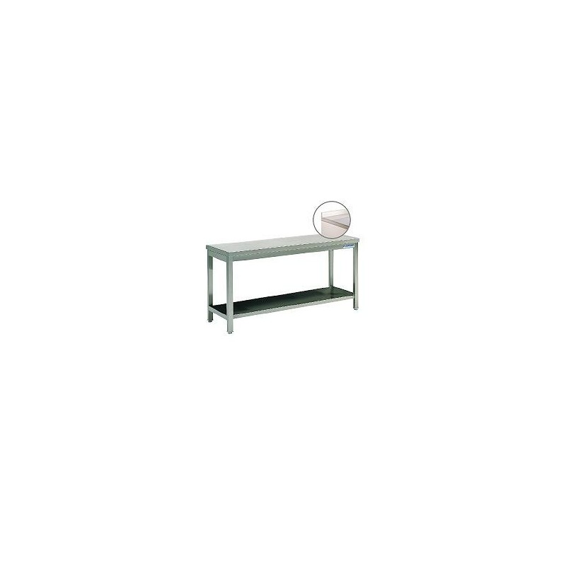 TAVOLO INOX CON ALZATINA E RIPIANO INFERIORE CM 150x80x85h