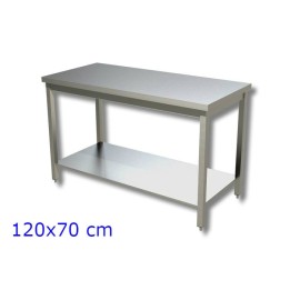 TAVOLO INOX CON RIPIANO INFERIORE CM 120x70x85h