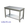 TAVOLO INOX CON RIPIANO INFERIORE CM 120x70x85h