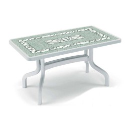 TAVOLO SCAB RETTANGO BIANCO DECORO TOP FERRO BATTUTO 1863 CM 140x80
