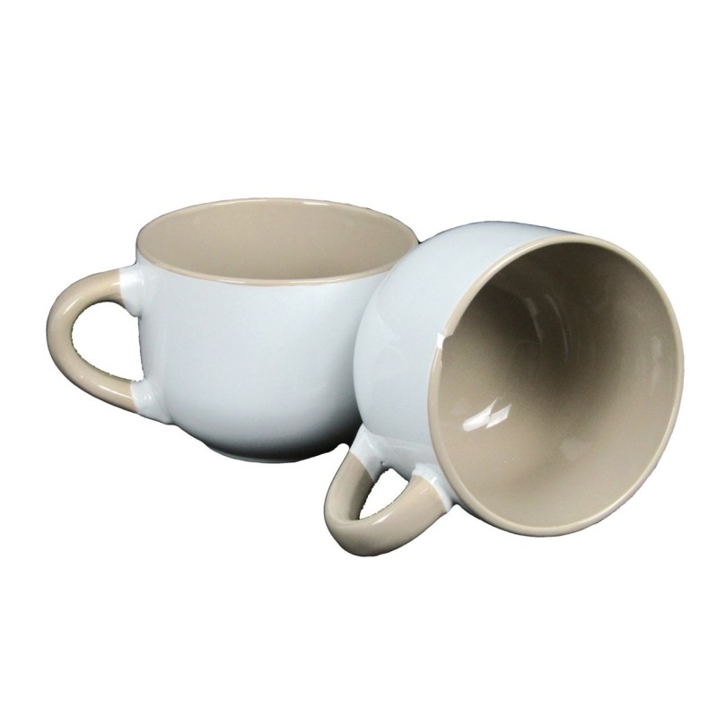 TAZZA LATTE JUMBO IN PORCELLANA BICOLOR TORTORA 50 CL