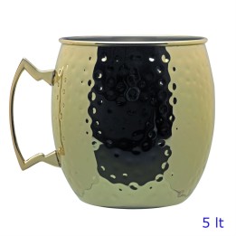 TAZZA MOSCOW MULE MUG BOMBATA IN ACCIAIO DORATO E MARTELLATO 5 LT