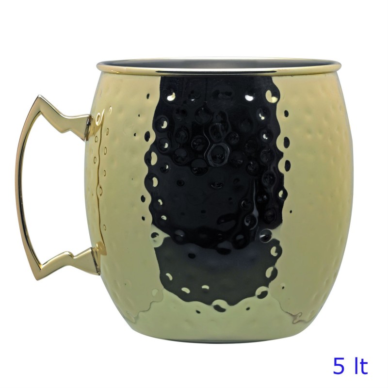TAZZA MOSCOW MULE MUG BOMBATA IN ACCIAIO DORATO E MARTELLATO 5 LT