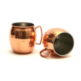 TAZZA MOSCOW MULE MUG BOMBATA IN ACCIAIO RAMATO E MARTELLATO 470 ML - 2 Pz