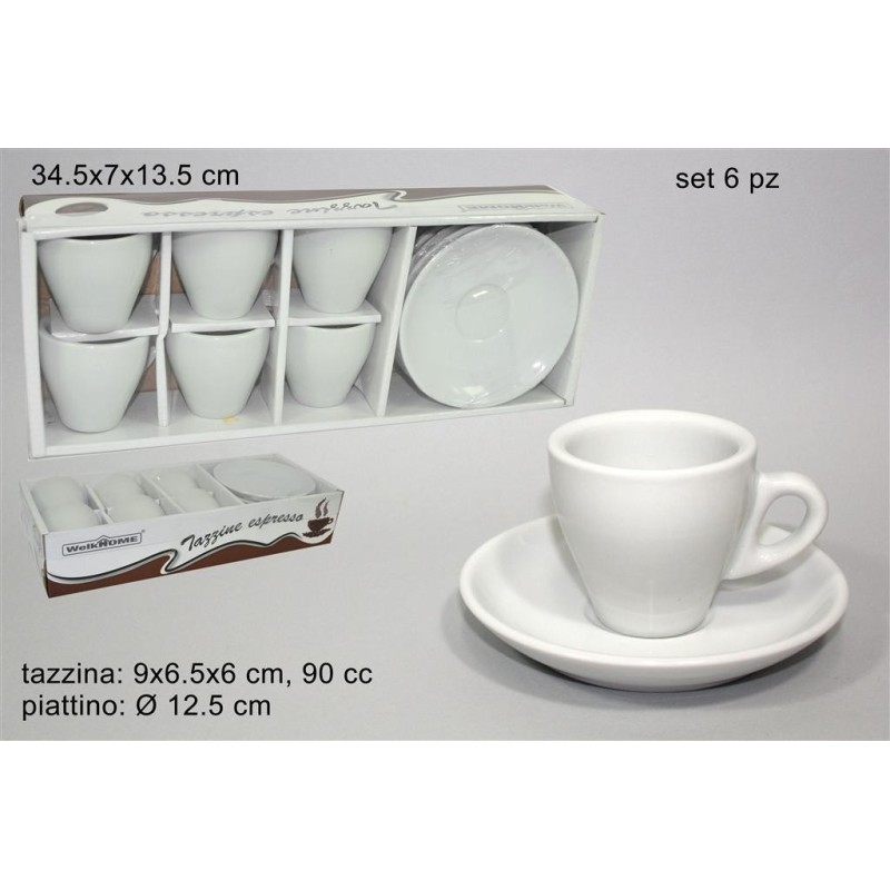 TAZZINE CAFFE' CON PIATTINO MILANO Pz 6 BIANCHE