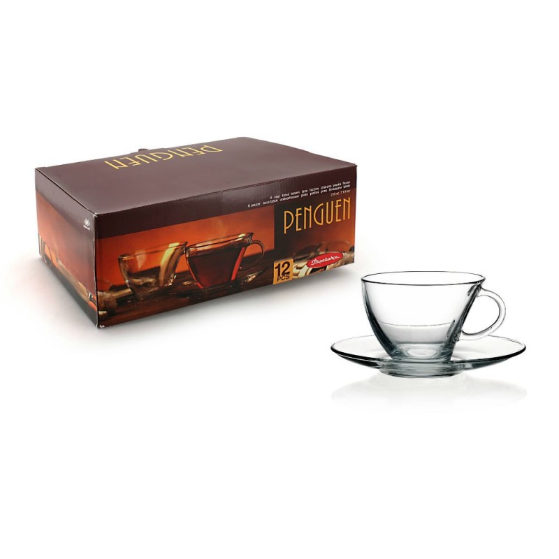 TAZZINE CAFFE' VETRO CON PIATTINO PENGUEN ml 90 Pz 6