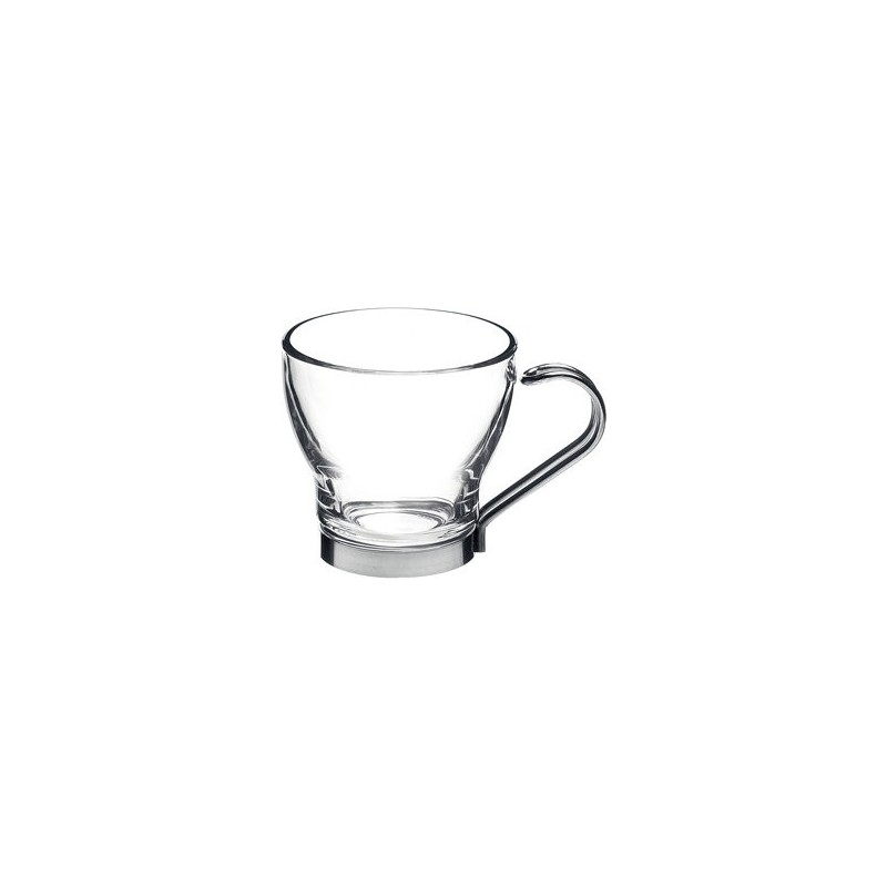 TAZZINE CAFFE' VETRO MANICO METALLO ALESSANDRO Pz 6