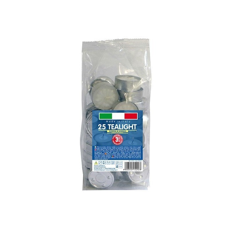 CANDELE TEALIGHT BIANCHE 3 ORE 25 Pz
