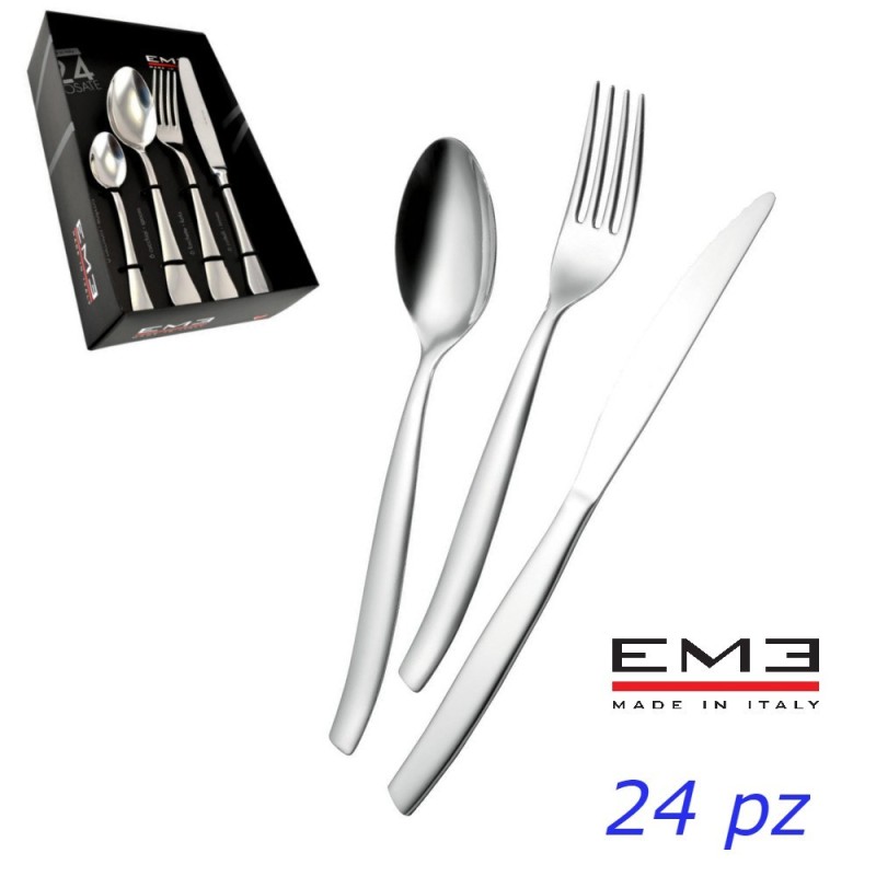 SERVIZIO POSATE EME ACCIAIO INOX SHARK 24 PZ