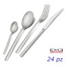 Set di posate EME Fashion Sabbiato da 24 pezzi in acciaio inox 18/10 con finitura opaca sabbiata