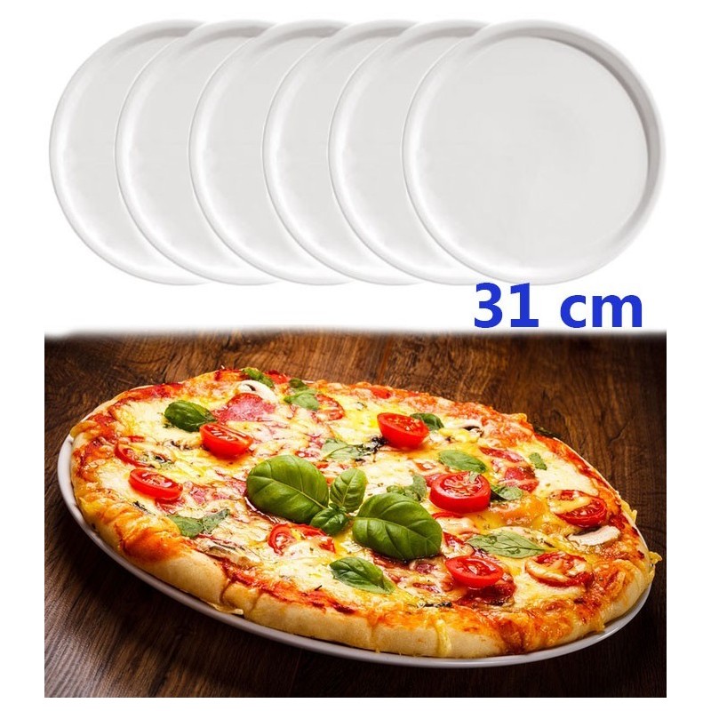 Set 6 Piatti per Pizza porcellana bianca mod. Napoli cm 31 Saturnia