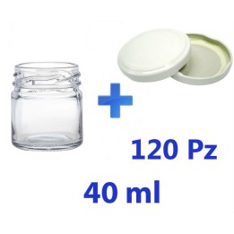 120 Barattoli vasetti vetro per monodose e mignon 40 ml con tappo