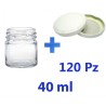120 Barattoli vasetti vetro per monodose e mignon 40 ml con tappo