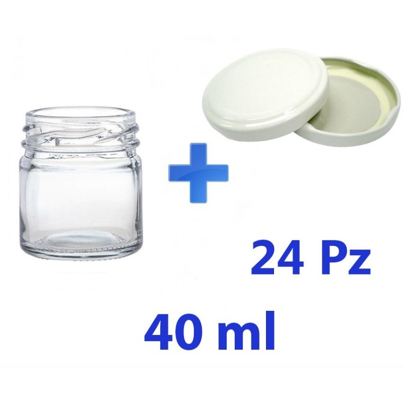 24 Barattoli vasetti vetro per monodose miele 40 ml con tappo