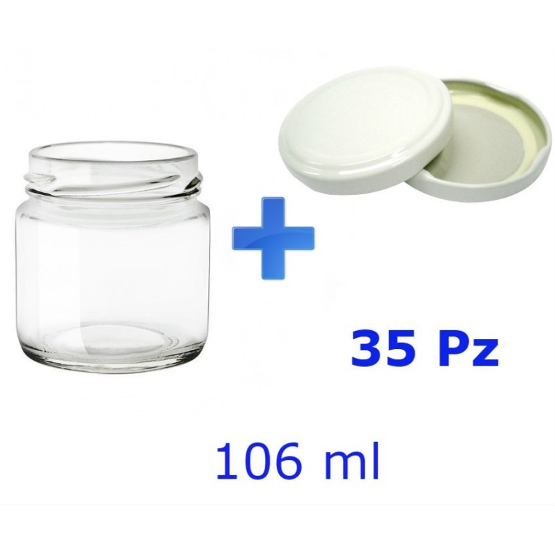 35 Barattoli in vetro per marmellate e omogeneizzati 106 ml con tappo