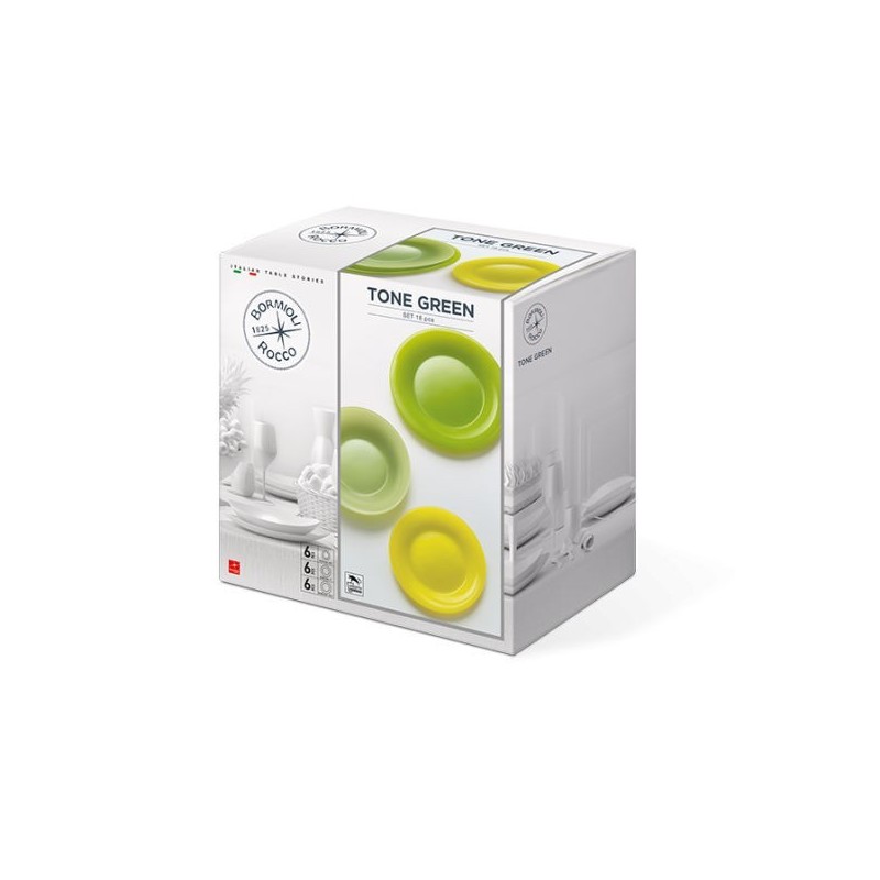 SERVIZIO PIATTI DA TAVOLA IN ARCOPAL Pz 18 TONE GREEN