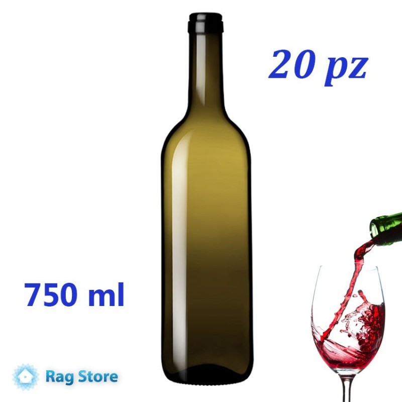 Bottiglie in vetro scuro nuove per imbottigliamento di vino - formato 750 ml